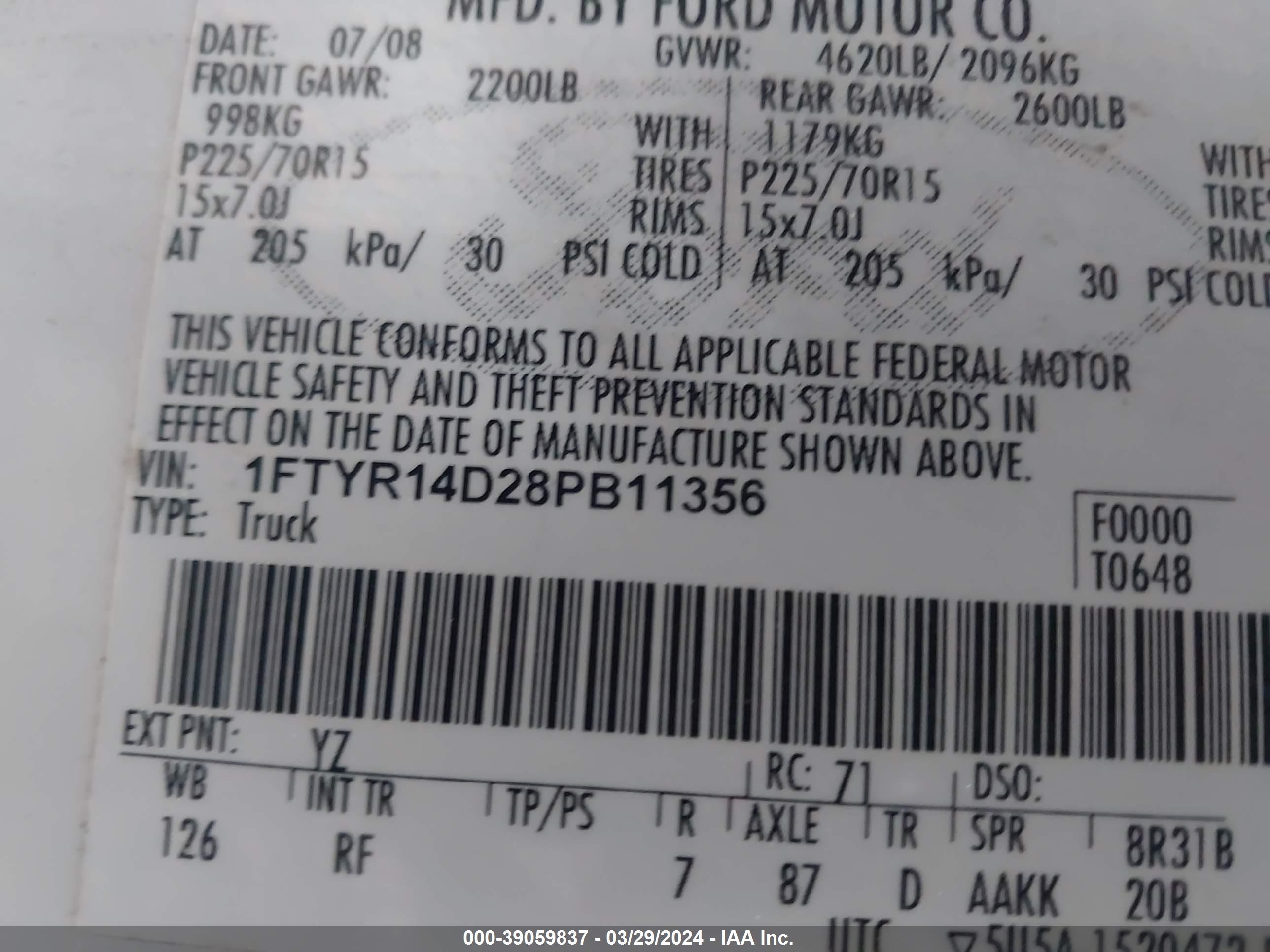 Photo 8 VIN: 1FTYR14D28PB11356 - FORD RANGER 