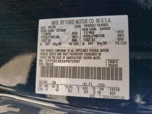 Photo 9 VIN: 1FTYR14E52PB75987 - FORD RANGER 