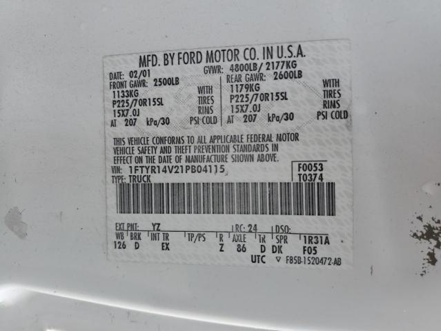 Photo 11 VIN: 1FTYR14V21PB04115 - FORD RANGER 