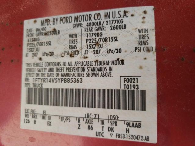 Photo 12 VIN: 1FTYR14V5YPB85363 - FORD RANGER SUP 