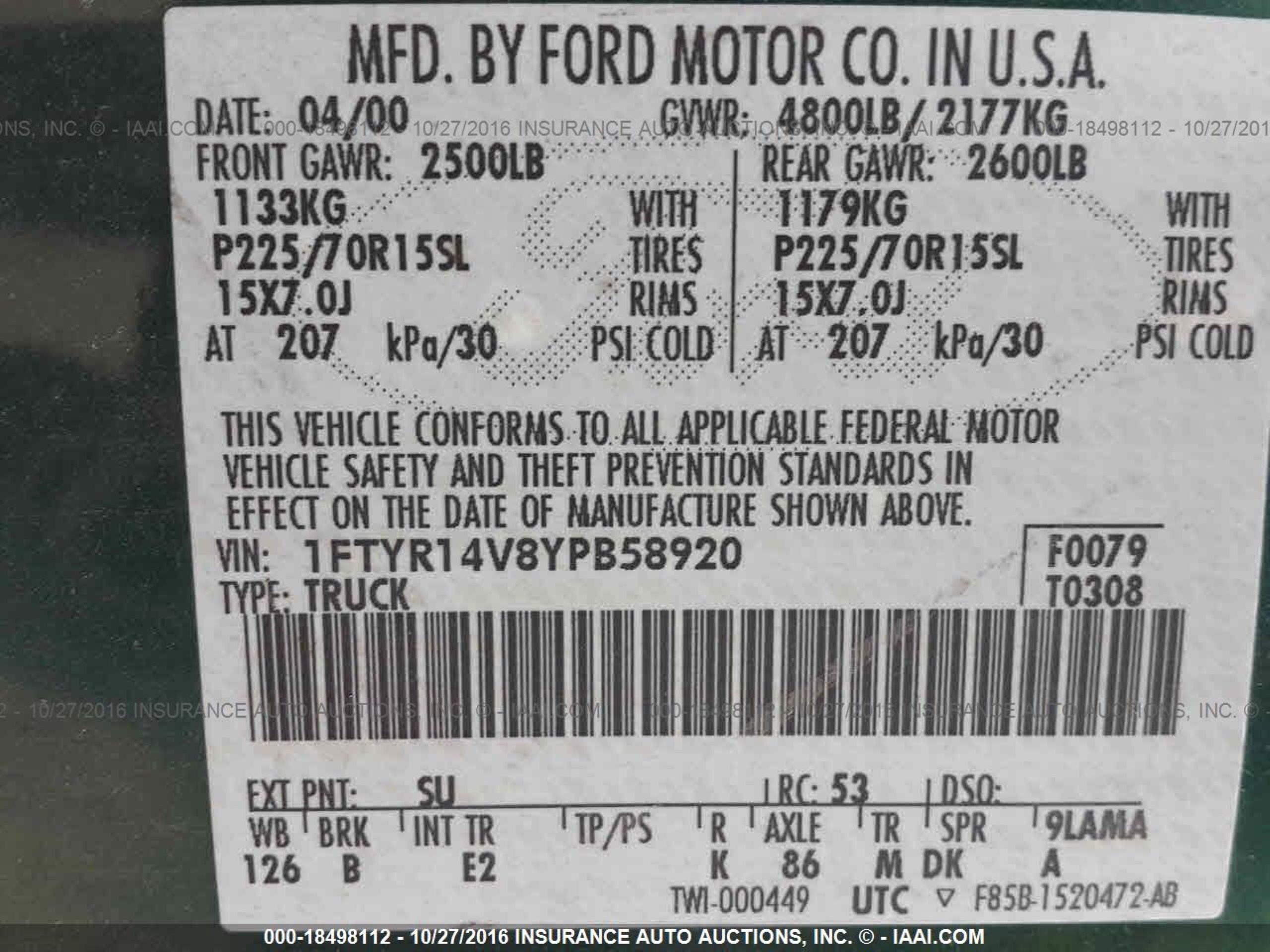 Photo 8 VIN: 1FTYR14V8YPB58920 - FORD RANGER 