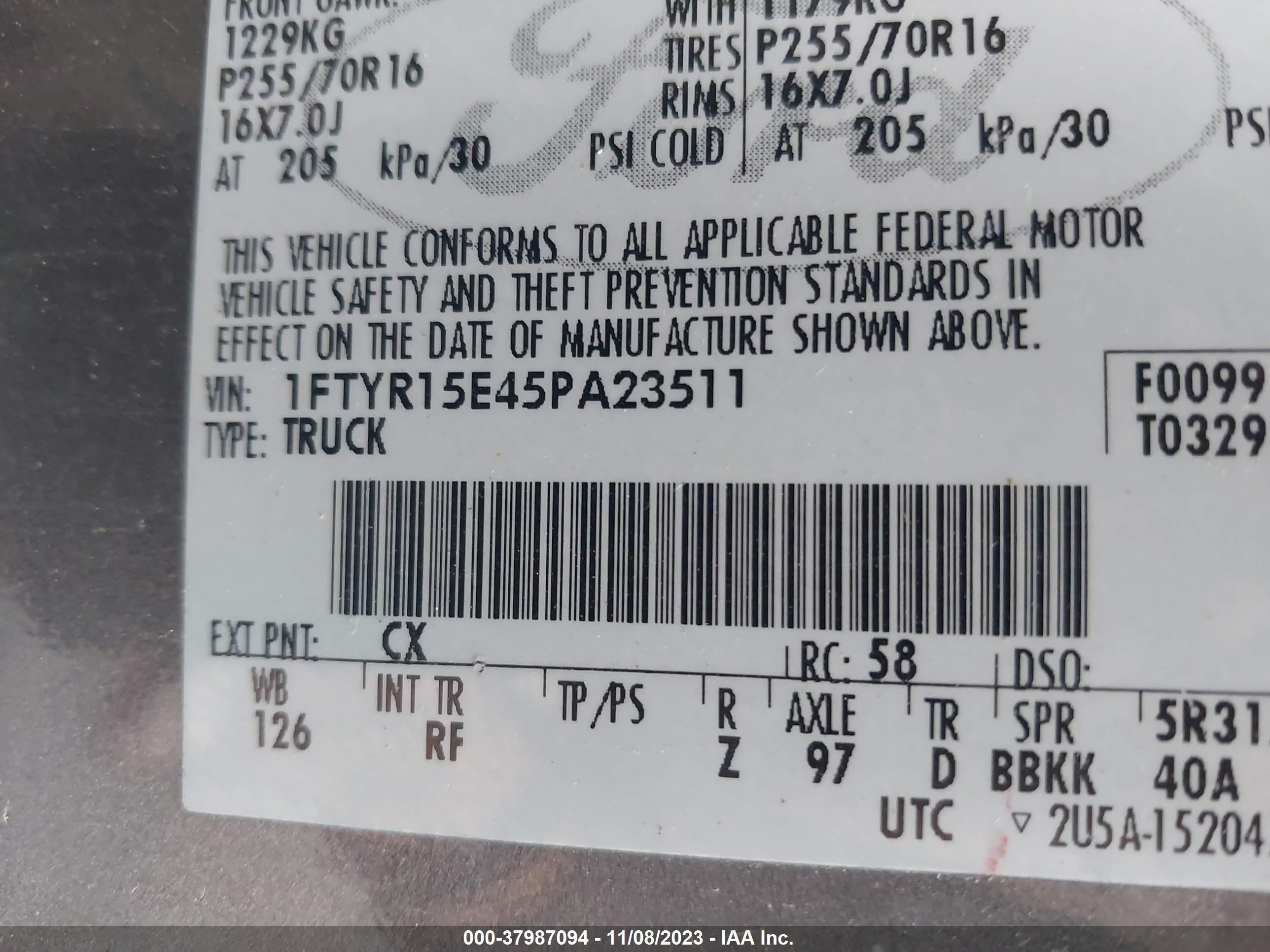 Photo 8 VIN: 1FTYR15E45PA23511 - FORD RANGER 