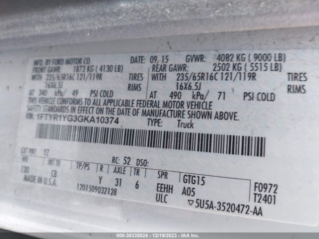 Photo 8 VIN: 1FTYR1YG3GKA10374 - CHEVROLET EQUINOX 