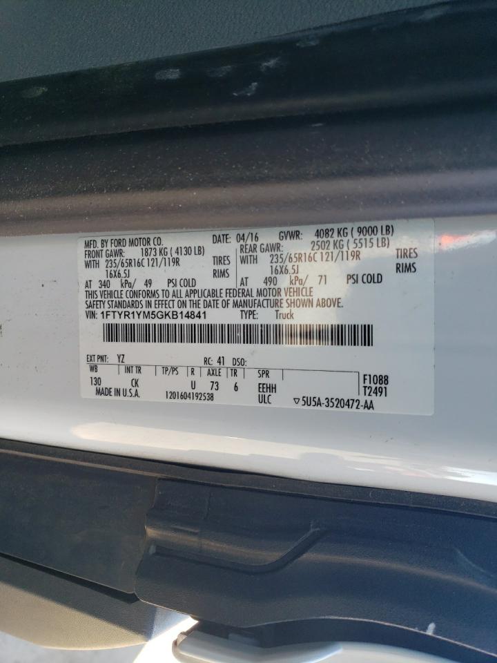 Photo 12 VIN: 1FTYR1YM5GKB14841 - FORD TRANSIT 