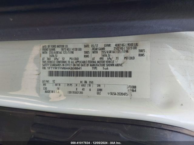 Photo 8 VIN: 1FTYR1YM6HKB08841 - FORD TRANSIT 