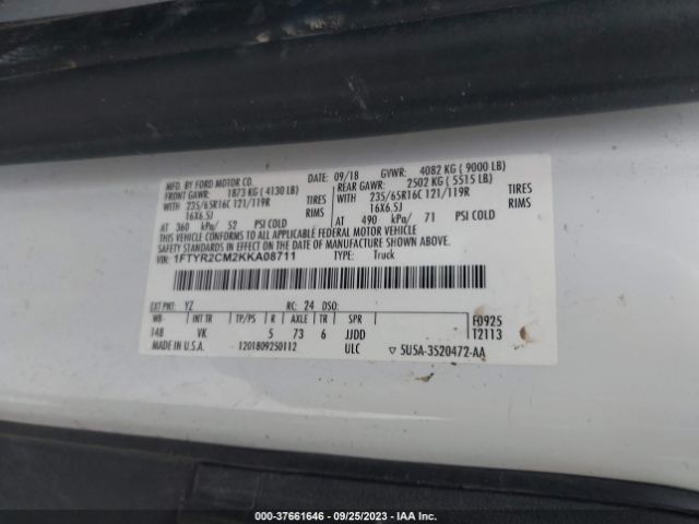 Photo 8 VIN: 1FTYR2CM2KKA08711 - FORD TRANSIT-250 