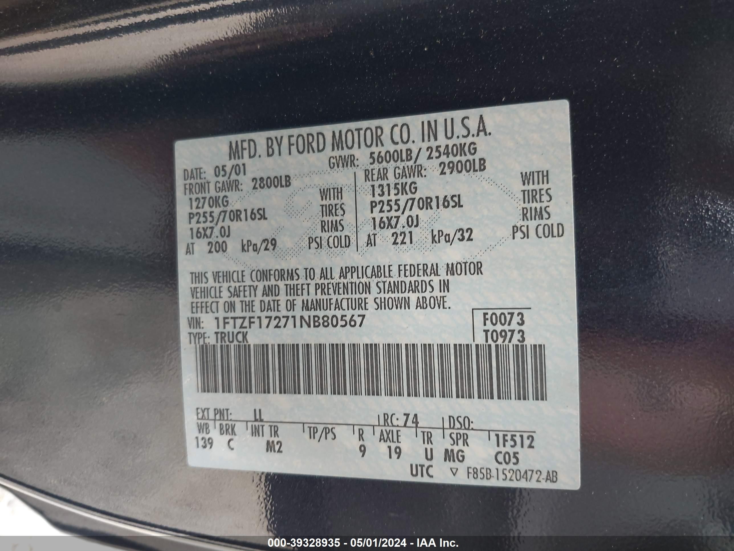 Photo 8 VIN: 1FTZF17271NB80567 - FORD F-150 