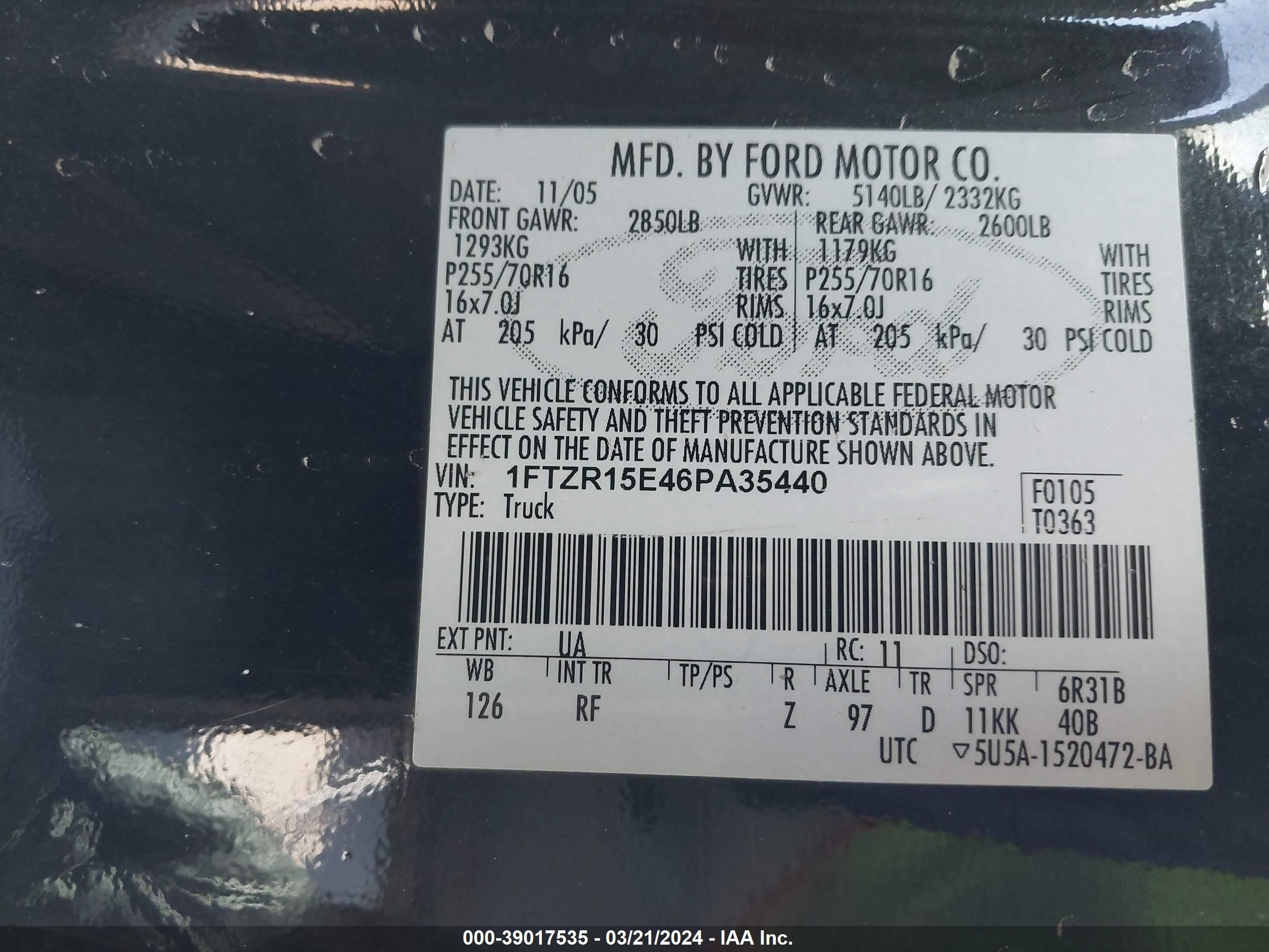 Photo 8 VIN: 1FTZR15E46PA35440 - FORD RANGER 