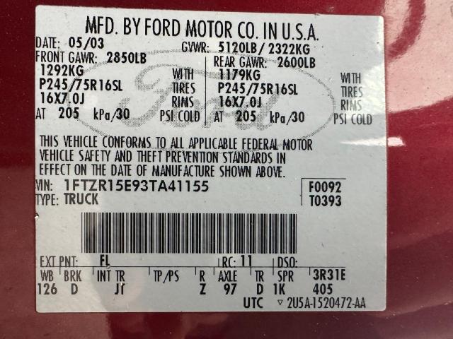 Photo 9 VIN: 1FTZR15E93TA41155 - FORD RANGER SUP 