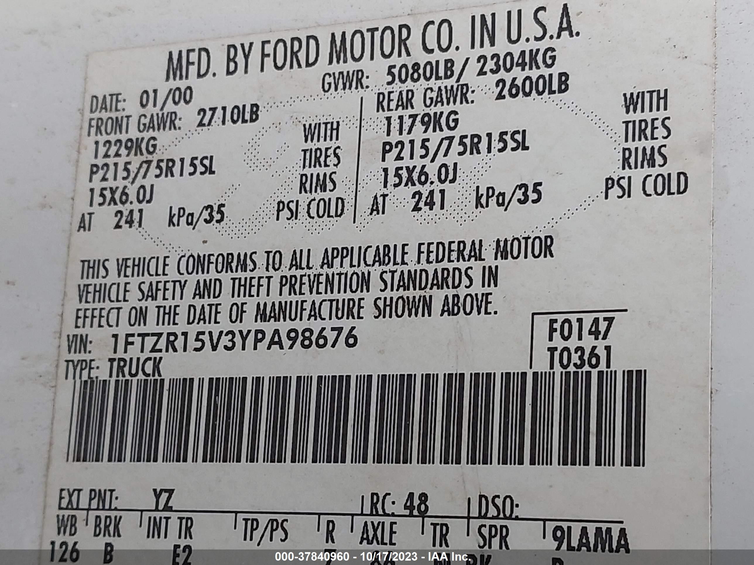 Photo 8 VIN: 1FTZR15V3YPA98676 - FORD RANGER 