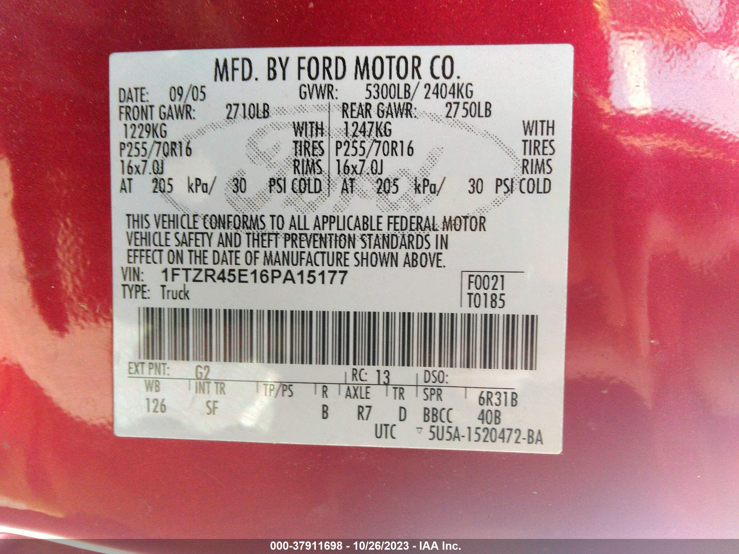 Photo 8 VIN: 1FTZR45E16PA15177 - FORD RANGER 