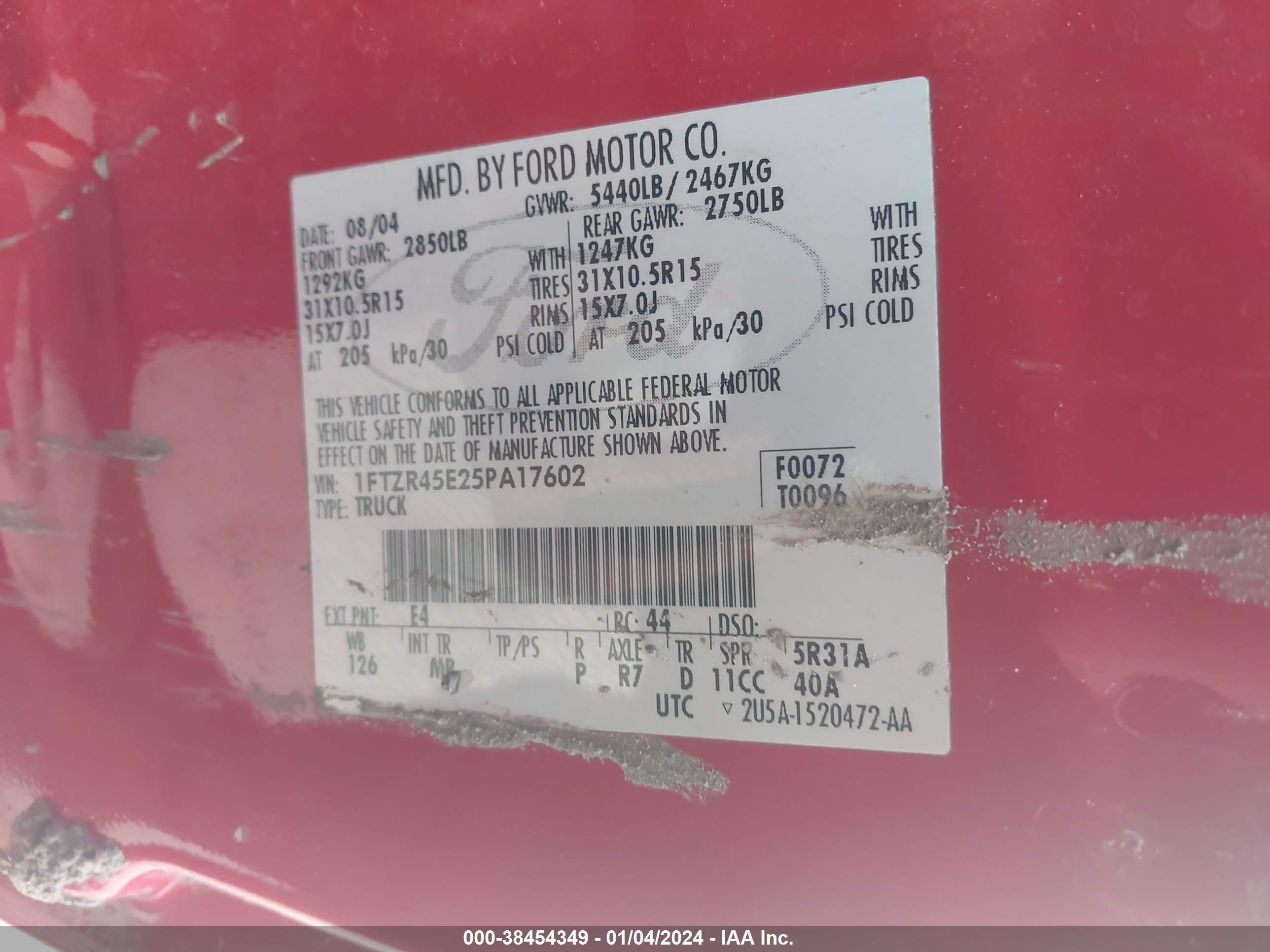 Photo 8 VIN: 1FTZR45E25PA17602 - FORD RANGER 