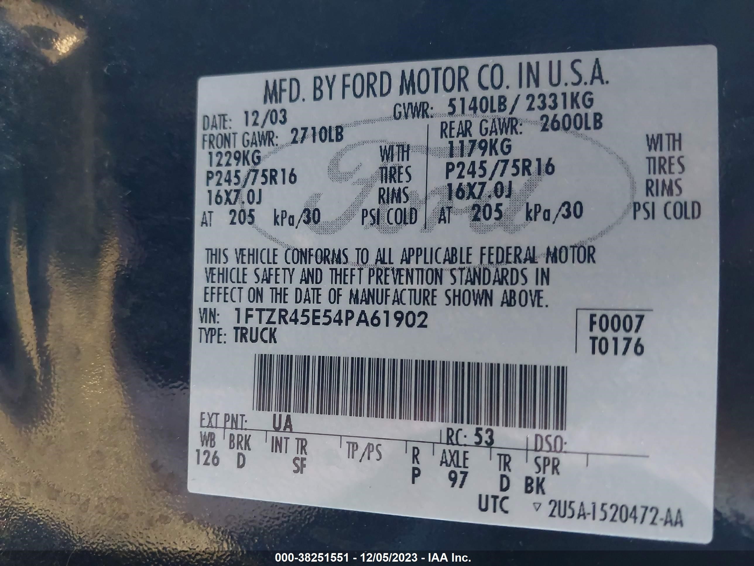 Photo 8 VIN: 1FTZR45E54PA61902 - FORD RANGER 