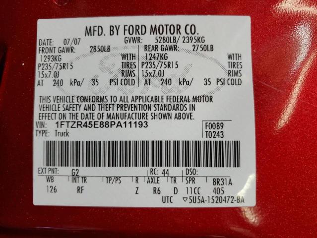 Photo 12 VIN: 1FTZR45E88PA11193 - FORD RANGER 