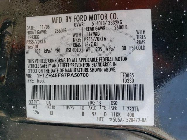 Photo 11 VIN: 1FTZR45E97PA50700 - FORD RANGER SUP 