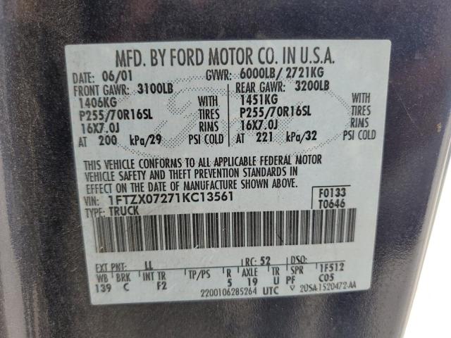 Photo 11 VIN: 1FTZX07271KC13561 - FORD F150 