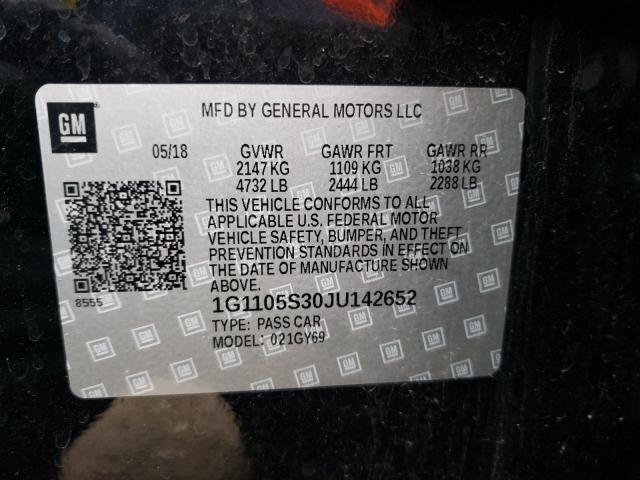 Photo 9 VIN: 1G1105S30JU142652 - CHEVROLET IMPALA LT 