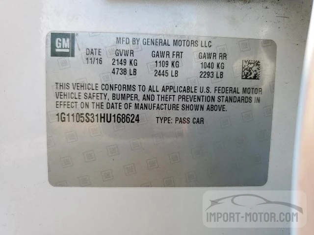 Photo 11 VIN: 1G1105S31HU168624 - CHEVROLET IMPALA 