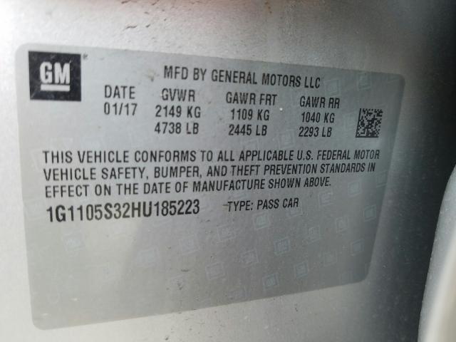 Photo 9 VIN: 1G1105S32HU185223 - CHEVROLET IMPALA LT 