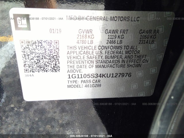 Photo 8 VIN: 1G1105S34KU127976 - CHEVROLET IMPALA 