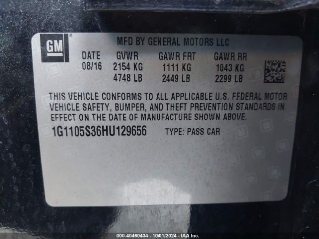 Photo 8 VIN: 1G1105S36HU129656 - CHEVROLET IMPALA 