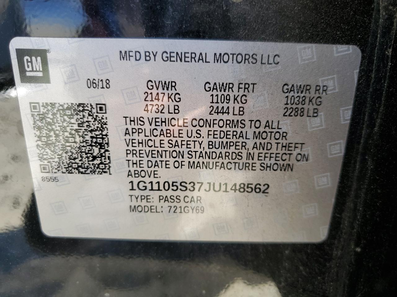 Photo 11 VIN: 1G1105S37JU148562 - CHEVROLET IMPALA 