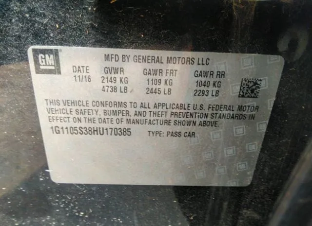 Photo 8 VIN: 1G1105S38HU170385 - CHEVROLET IMPALA 