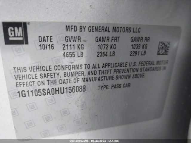 Photo 8 VIN: 1G1105SA0HU156088 - CHEVROLET IMPALA 