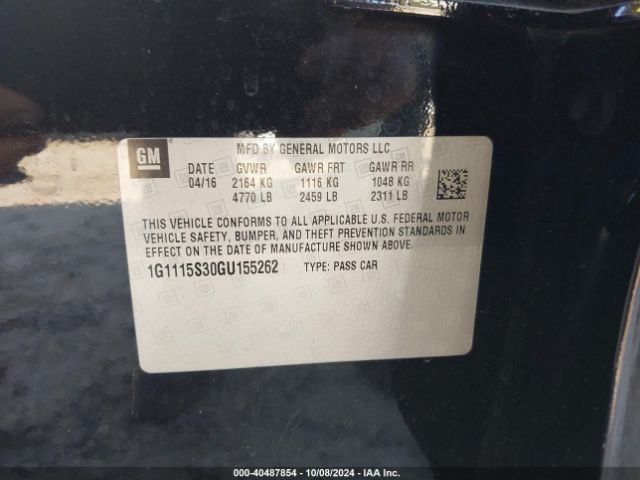 Photo 8 VIN: 1G1115S30GU155262 - CHEVROLET IMPALA 