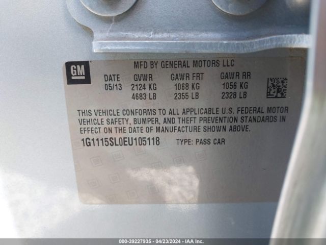 Photo 8 VIN: 1G1115SL0EU105118 - CHEVROLET IMPALA 