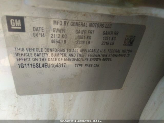 Photo 8 VIN: 1G1115SL4EU164317 - CHEVROLET IMPALA 