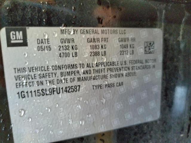 Photo 9 VIN: 1G1115SL9FU142587 - CHEVROLET IMPALA LT 