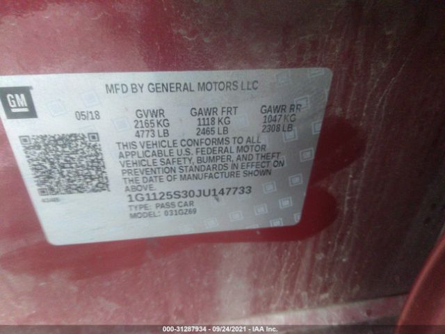 Photo 8 VIN: 1G1125S30JU147733 - CHEVROLET IMPALA 