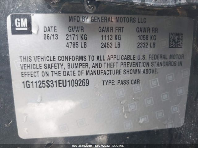 Photo 8 VIN: 1G1125S31EU109269 - CHEVROLET IMPALA 