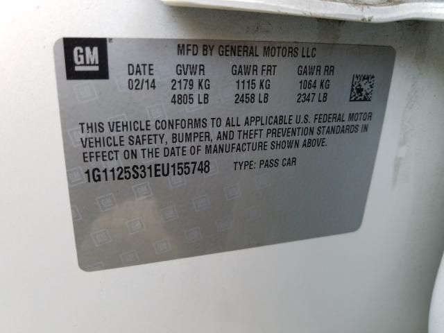 Photo 9 VIN: 1G1125S31EU155748 - CHEVROLET IMPALA LT 