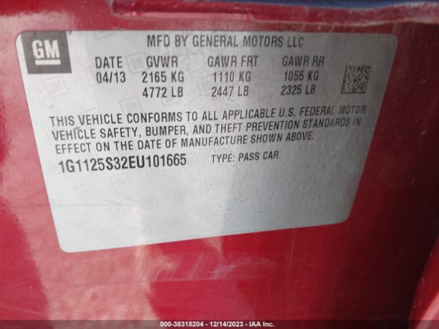 Photo 8 VIN: 1G1125S32EU101665 - CHEVROLET IMPALA 