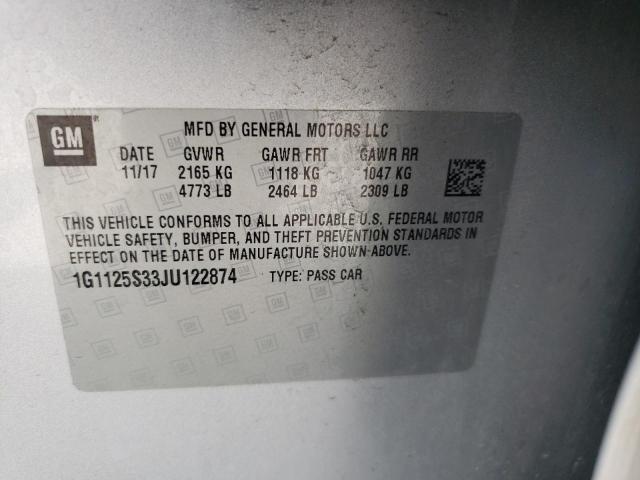 Photo 9 VIN: 1G1125S33JU122874 - CHEVROLET IMPALA PRE 