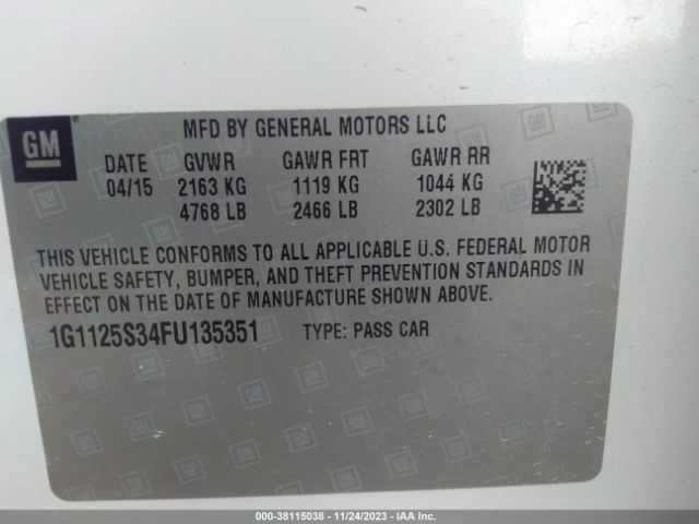 Photo 8 VIN: 1G1125S34FU135351 - CHEVROLET IMPALA 