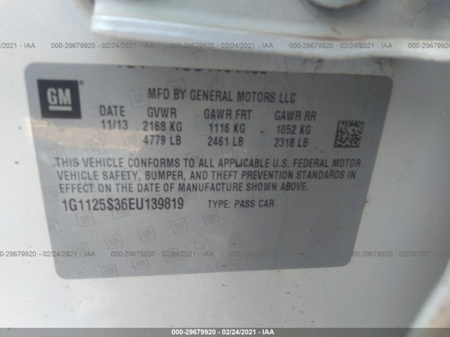 Photo 8 VIN: 1G1125S36EU139819 - CHEVROLET IMPALA 