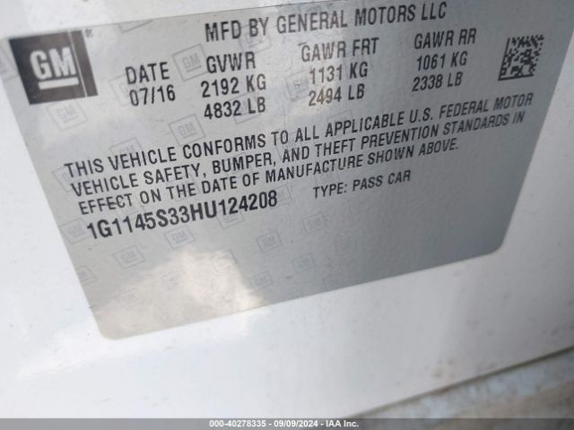 Photo 8 VIN: 1G1145S33HU124208 - CHEVROLET IMPALA 