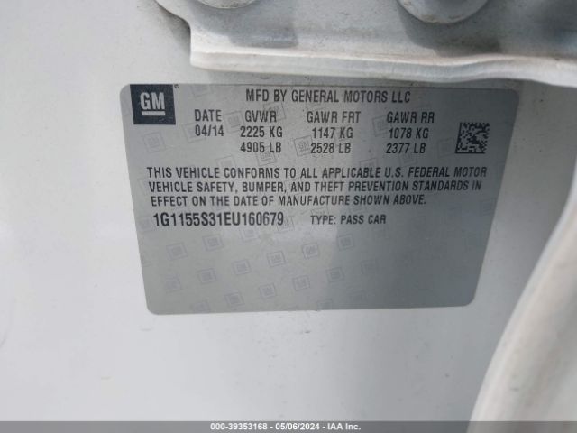 Photo 8 VIN: 1G1155S31EU160679 - CHEVROLET IMPALA 