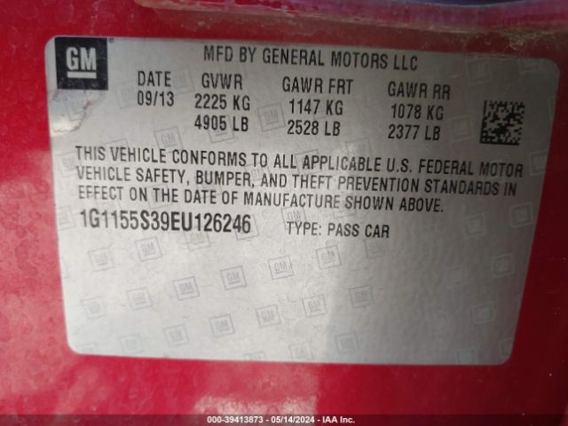 Photo 8 VIN: 1G1155S39EU126246 - CHEVROLET IMPALA 