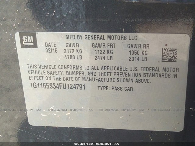 Photo 8 VIN: 1G1165S34FU124791 - CHEVROLET IMPALA 