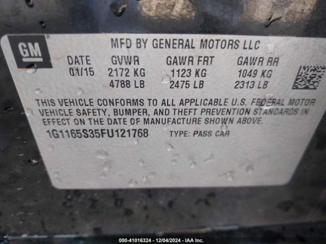 Photo 8 VIN: 1G1165S35FU121768 - CHEVROLET IMPALA 