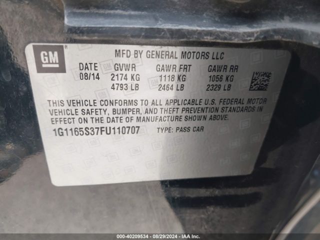 Photo 8 VIN: 1G1165S37FU110707 - CHEVROLET IMPALA 