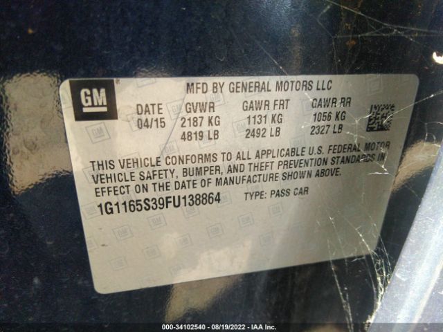 Photo 8 VIN: 1G1165S39FU138864 - CHEVROLET IMPALA 