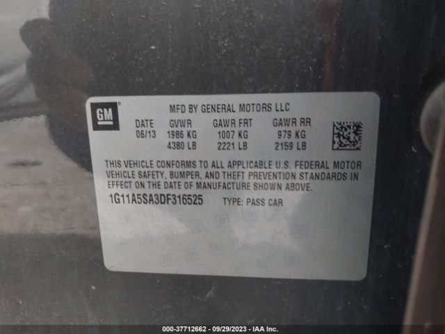 Photo 8 VIN: 1G11A5SA3DF316525 - CHEVROLET MALIBU 