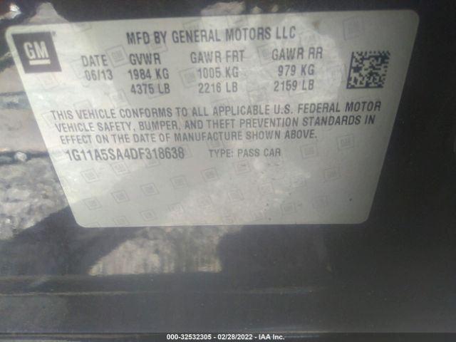 Photo 8 VIN: 1G11A5SA4DF318638 - CHEVROLET MALIBU 