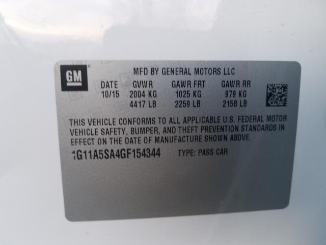 Photo 9 VIN: 1G11A5SA4GF154344 - CHEVROLET MALIBU LIM 