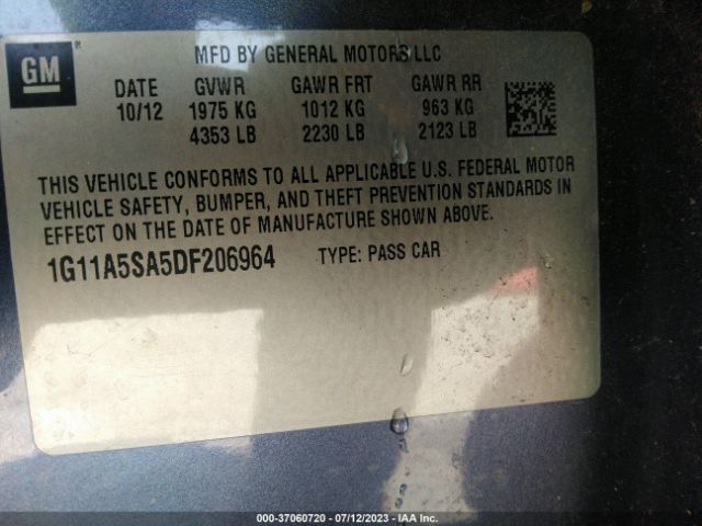 Photo 8 VIN: 1G11A5SA5DF206964 - CHEVROLET MALIBU 